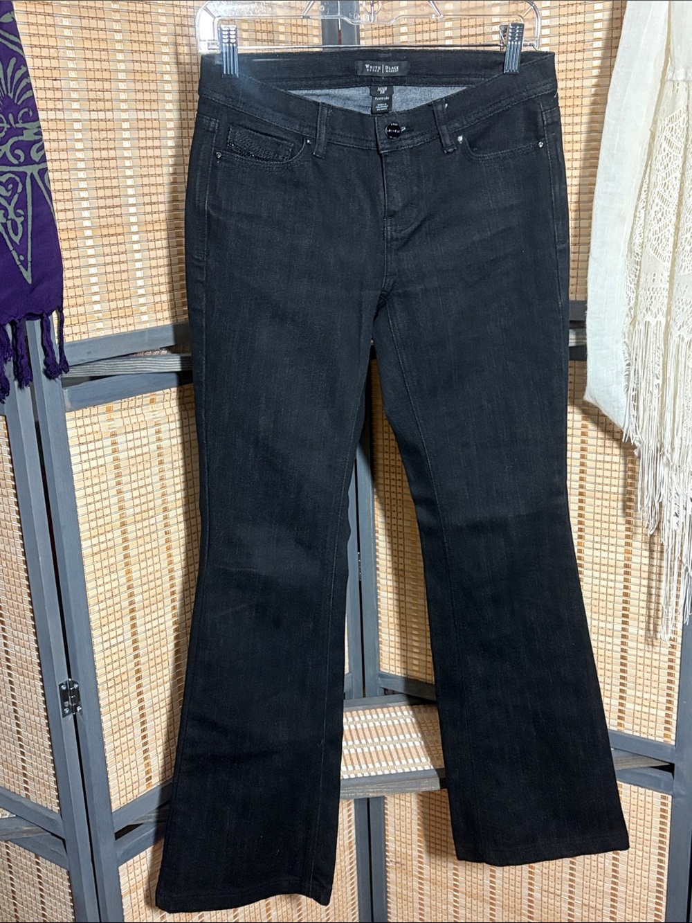 WHBM Noire Rinse Flare Jeans
